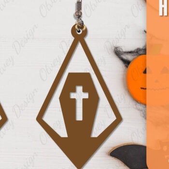 Intra απο ξύλο plywood  Χρώμα wenge 3mm-4mm πάχος - Αποκριάτικα σκουλαρίκια με λέιζερ Δίασταση 3x3 cm INTRAFABR-112877398 - Image 3