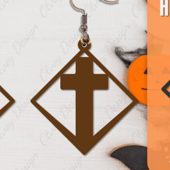 Intra απο ξύλο plywood Χρώμα wenge 3mm-4mm πάχος - Αποκριάτικα σκουλαρίκια με λέιζερ Δίασταση 3x3 cm INTRAFABR-112877494 - Image 2