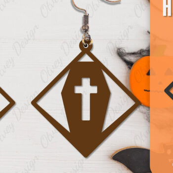 Intra απο ξύλο plywood Χρώμα wenge 3mm-4mm πάχος - Αποκριάτικα σκουλαρίκια με λέιζερ Δίασταση 3x3 cm INTRAFABR-112877494 - Image 3