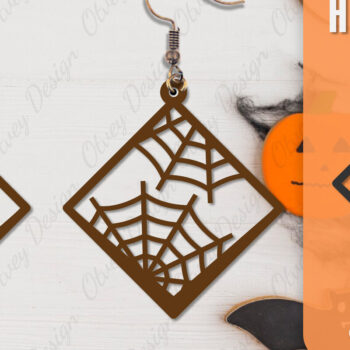 Intra απο ξύλο plywood Χρώμα wenge 3mm-4mm πάχος - Αποκριάτικα σκουλαρίκια με λέιζερ Δίασταση 3x3 cm INTRAFABR-112877494 - Image 4