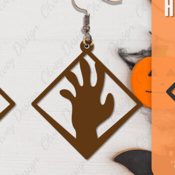 Intra απο ξύλο plywood Χρώμα wenge 3mm-4mm πάχος - Αποκριάτικα σκουλαρίκια με λέιζερ Δίασταση 3x3 cm INTRAFABR-112877494 - Image 5