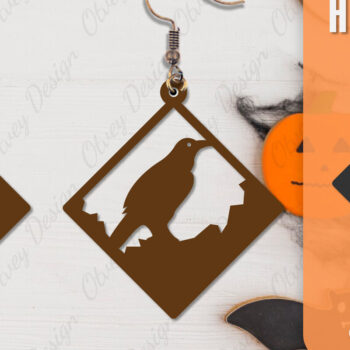 Intra απο ξύλο plywood Χρώμα wenge 3mm-4mm πάχος - Αποκριάτικα σκουλαρίκια με λέιζερ Δίασταση 3x3 cm INTRAFABR-112877494 - Image 6