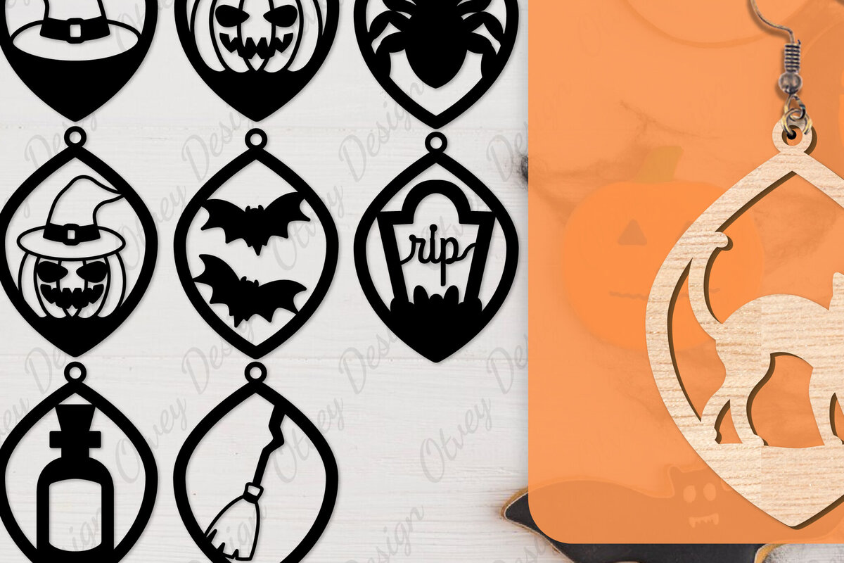 Intra απο ξύλο plywood  Χρώμα wenge 3mm-4mm πάχος - Αποκριάτικα σκουλαρίκια με λέιζερ Δίασταση 3x3 cm INTRAFABR-112877606