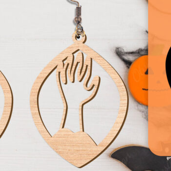 Intra απο ξύλο plywood  Χρώμα wenge 3mm-4mm πάχος - Αποκριάτικα σκουλαρίκια με λέιζερ Δίασταση 3x3 cm INTRAFABR-112877606 - Image 2