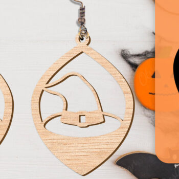 Intra απο ξύλο plywood  Χρώμα wenge 3mm-4mm πάχος - Αποκριάτικα σκουλαρίκια με λέιζερ Δίασταση 3x3 cm INTRAFABR-112877606 - Image 3