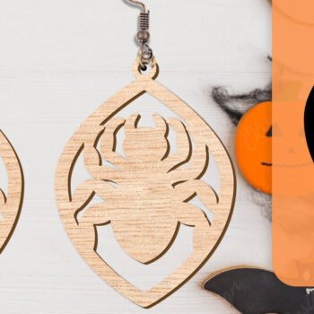 Intra απο ξύλο plywood  Χρώμα wenge 3mm-4mm πάχος - Αποκριάτικα σκουλαρίκια με λέιζερ Δίασταση 3x3 cm INTRAFABR-112877606 - Image 5