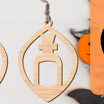 Intra απο ξύλο plywood  Χρώμα wenge 3mm-4mm πάχος - Αποκριάτικα σκουλαρίκια με λέιζερ Δίασταση 3x3 cm INTRAFABR-112877606 - Image 6