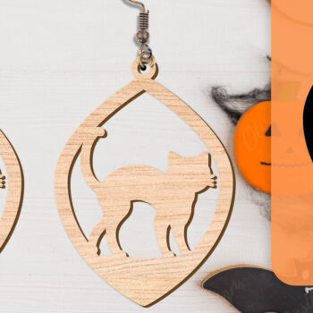 Intra απο ξύλο plywood  Χρώμα wenge 3mm-4mm πάχος - Αποκριάτικα σκουλαρίκια με λέιζερ Δίασταση 3x3 cm INTRAFABR-112877606 - Image 7