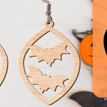 Intra απο ξύλο plywood  Χρώμα wenge 3mm-4mm πάχος - Αποκριάτικα σκουλαρίκια με λέιζερ Δίασταση 3x3 cm INTRAFABR-112877606 - Image 9