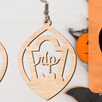 Intra απο ξύλο plywood  Χρώμα wenge 3mm-4mm πάχος - Αποκριάτικα σκουλαρίκια με λέιζερ Δίασταση 3x3 cm INTRAFABR-112877606 - Image 10