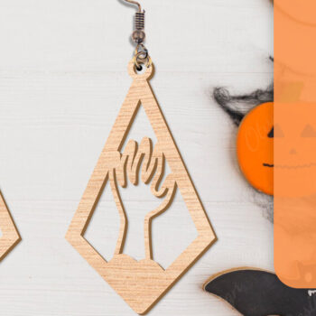 Intra απο ξύλο plywood  Χρώμα wenge 3mm-4mm πάχος - Αποκριάτικα σκουλαρίκια με λέιζερ Δίασταση 3x3 cm INTRAFABR-112877632 - Image 2