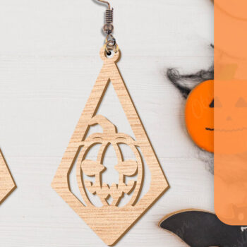 Intra απο ξύλο plywood  Χρώμα wenge 3mm-4mm πάχος - Αποκριάτικα σκουλαρίκια με λέιζερ Δίασταση 3x3 cm INTRAFABR-112877632 - Image 4