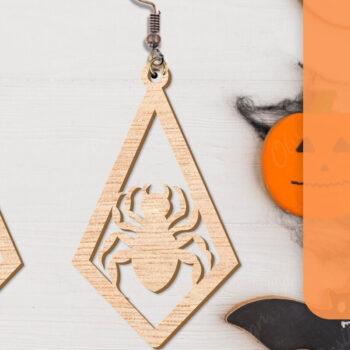 Intra απο ξύλο plywood  Χρώμα wenge 3mm-4mm πάχος - Αποκριάτικα σκουλαρίκια με λέιζερ Δίασταση 3x3 cm INTRAFABR-112877632 - Image 5