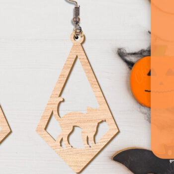 Intra απο ξύλο plywood  Χρώμα wenge 3mm-4mm πάχος - Αποκριάτικα σκουλαρίκια με λέιζερ Δίασταση 3x3 cm INTRAFABR-112877632 - Image 7