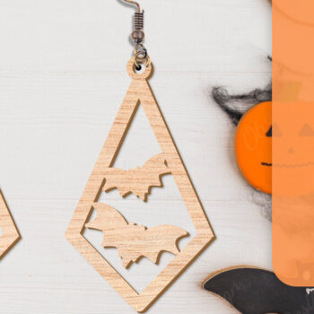 Intra απο ξύλο plywood  Χρώμα wenge 3mm-4mm πάχος - Αποκριάτικα σκουλαρίκια με λέιζερ Δίασταση 3x3 cm INTRAFABR-112877632 - Image 9