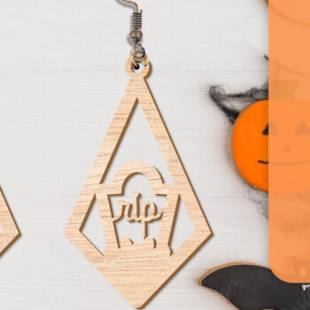 Intra απο ξύλο plywood  Χρώμα wenge 3mm-4mm πάχος - Αποκριάτικα σκουλαρίκια με λέιζερ Δίασταση 3x3 cm INTRAFABR-112877632 - Image 10