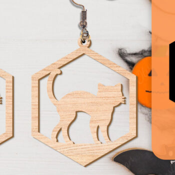 Intra απο ξύλο plywood  Χρώμα wenge 3mm-4mm πάχος - Αποκριάτικα σκουλαρίκια με λέιζερ Δίασταση 3x3 cm INTRAFABR-112877339 - Image 7