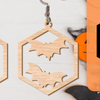 Intra απο ξύλο plywood  Χρώμα wenge 3mm-4mm πάχος - Αποκριάτικα σκουλαρίκια με λέιζερ Δίασταση 3x3 cm INTRAFABR-112877339 - Image 9