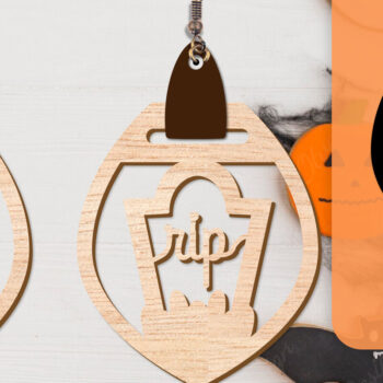 Intra απο ξύλο plywood  Χρώμα wenge 3mm-4mm πάχος - Αποκριάτικα σκουλαρίκια με λέιζερ Δίασταση 3x3 cm INTRAFABR-98649995 - Image 10