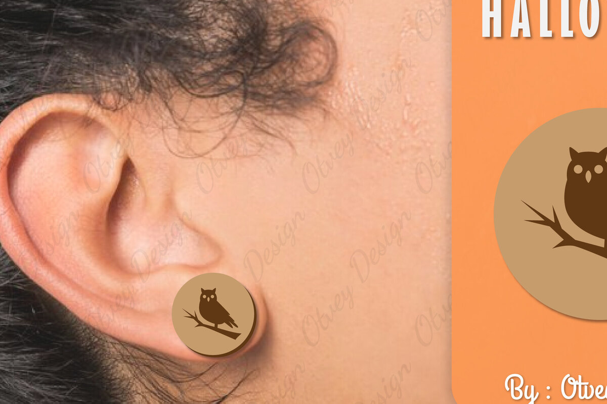 Intra απο ξύλο plywood  Χρώμα wenge 3mm-4mm πάχος - Αποκριάτικα σκουλαρίκια με λέιζερ Δίασταση 3x3 cm INTRAFABR-112294426