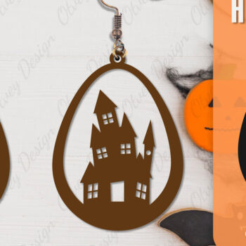 Intra απο ξύλο plywood  Χρώμα wenge 3mm-4mm πάχος - Αποκριάτικα σκουλαρίκια με λέιζερ Δίασταση 3x3 cm INTRAFABR-112294449 - Image 3