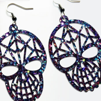 Intra απο ξύλο plywood  Χρώμα wenge 3mm-4mm πάχος - Αποκριάτικα σκουλαρίκια . Skull Silhouette Δίασταση 3x3 cm INTRAFABR-98902966 - Image 1