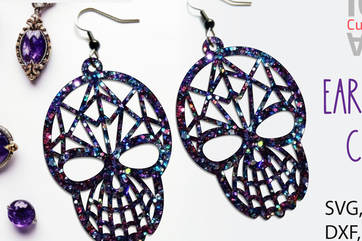 Intra απο ξύλο plywood  Χρώμα wenge 3mm-4mm πάχος - Αποκριάτικα σκουλαρίκια . Skull Silhouette Δίασταση 3x3 cm INTRAFABR-98902966