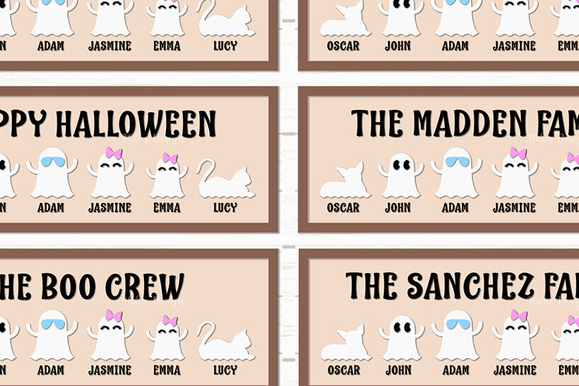 Intra απο ξύλο plywood  Χρώμα wenge 3mm-4mm πάχος - Halloween Family Ghost Lasercut Δίασταση 15x15 cm INTRAFABR-98903000