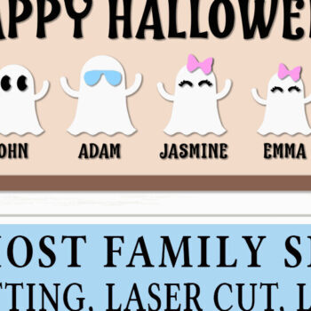 Intra απο ξύλο plywood  Χρώμα wenge 3mm-4mm πάχος - Halloween Family Ghost Lasercut Δίασταση 15x15 cm INTRAFABR-98903000 - Image 7