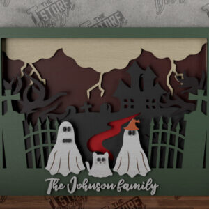 Intra απο ξύλο plywood  Χρώμα wenge 3mm-4mm πάχος - Halloween Family Sign|3D Halloween Scene Δίασταση 15x15 cm INTRAFABR-98902791