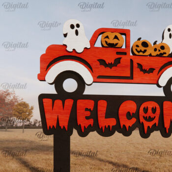 Intra απο ξύλο plywood  Χρώμα wenge 3mm-4mm πάχος - Αποκριάτικη φάρμα κήπου σημάδι LaserCut Δίασταση 15x15 cm INTRAFABR-98904324 - Image 1