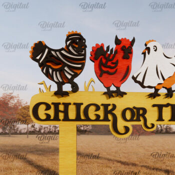 Intra απο ξύλο plywood  Χρώμα wenge 3mm-4mm πάχος - Αποκριάτικη φάρμα κήπου σημάδι LaserCut Δίασταση 15x15 cm INTRAFABR-98590414 - Image 1