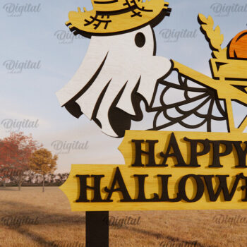 Intra απο ξύλο plywood  Χρώμα wenge 3mm-4mm πάχος - Αποκριάτικη φάρμα κήπου σημάδι LaserCut Δίασταση 15x15 cm INTRAFABR-98590104 - Image 1