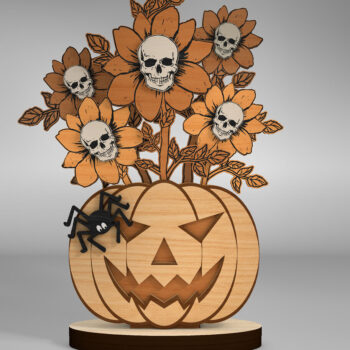 Intra απο ξύλο plywood  Χρώμα wenge 3mm-4mm πάχος - Επιτραπέζιο λουλούδια Halloween Δίασταση 15x15 cm INTRAFABR-98590135 - Image 1