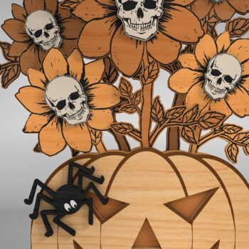 Intra απο ξύλο plywood  Χρώμα wenge 3mm-4mm πάχος - Επιτραπέζιο λουλούδια Halloween Δίασταση 15x15 cm INTRAFABR-98590135 - Image 5