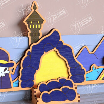 Intra απο ξύλο plywood  Χρώμα wenge 3mm-4mm πάχος - Halloween Garden Door | Στοιχειωμένο Σπίτι Δίασταση 15x15 cm INTRAFABR-79768849 - Image 1