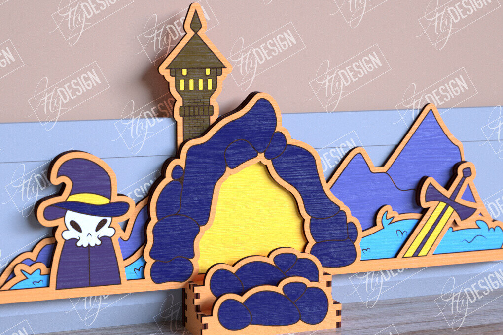 Intra απο ξύλο plywood  Χρώμα wenge 3mm-4mm πάχος - Halloween Garden Door | Στοιχειωμένο Σπίτι Δίασταση 15x15 cm INTRAFABR-79768849