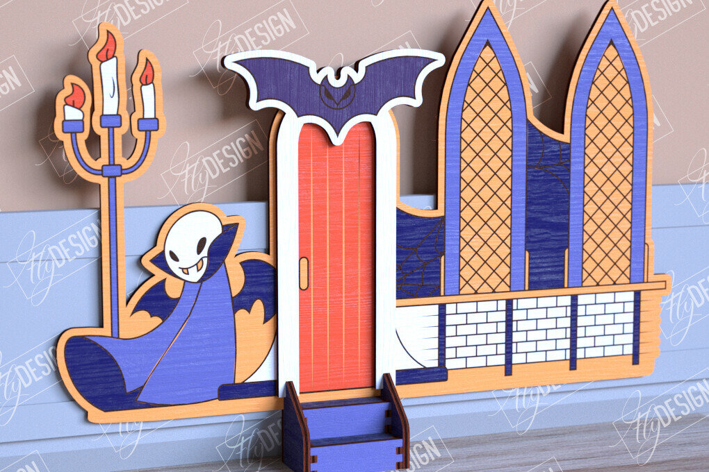 Intra απο ξύλο plywood  Χρώμα wenge 3mm-4mm πάχος - Halloween Garden Door | Στοιχειωμένο Σπίτι Δίασταση 15x15 cm INTRAFABR-117535124