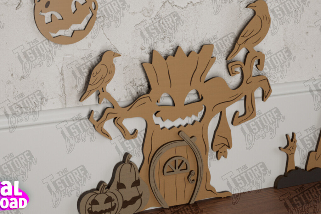 Intra απο ξύλο plywood  Χρώμα wenge 3mm-4mm πάχος - Halloween Garden Door | Μαγική Πόρτα | CNC Δίασταση 15x15 cm INTRAFABR-117464001