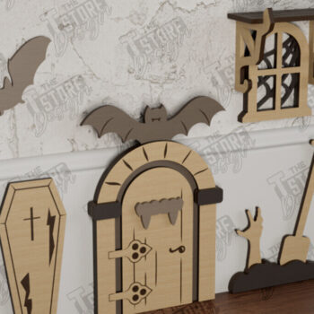 Intra απο ξύλο plywood  Χρώμα wenge 3mm-4mm πάχος - Halloween Garden Door | Μαγική Πόρτα | CNC Δίασταση 15x15 cm INTRAFABR-117464102 - Image 1