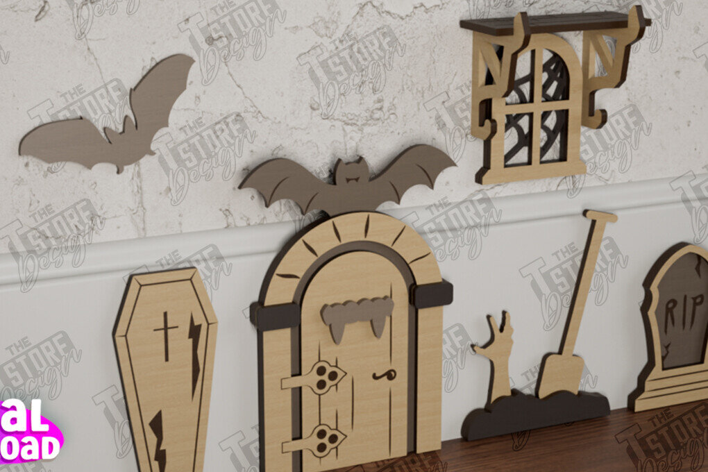 Intra απο ξύλο plywood  Χρώμα wenge 3mm-4mm πάχος - Halloween Garden Door | Μαγική Πόρτα | CNC Δίασταση 15x15 cm INTRAFABR-117464102