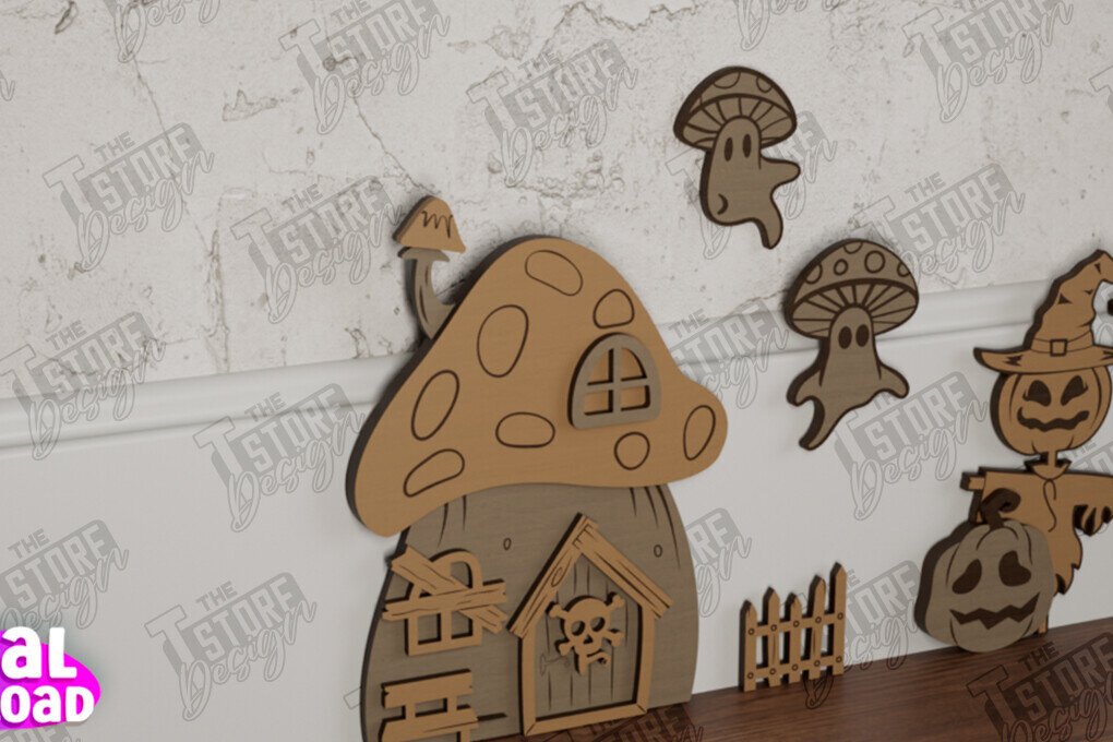 Intra απο ξύλο plywood  Χρώμα wenge 3mm-4mm πάχος - Halloween Garden Door | Μαγική Πόρτα | CNC Δίασταση 15x15 cm INTRAFABR-117535058