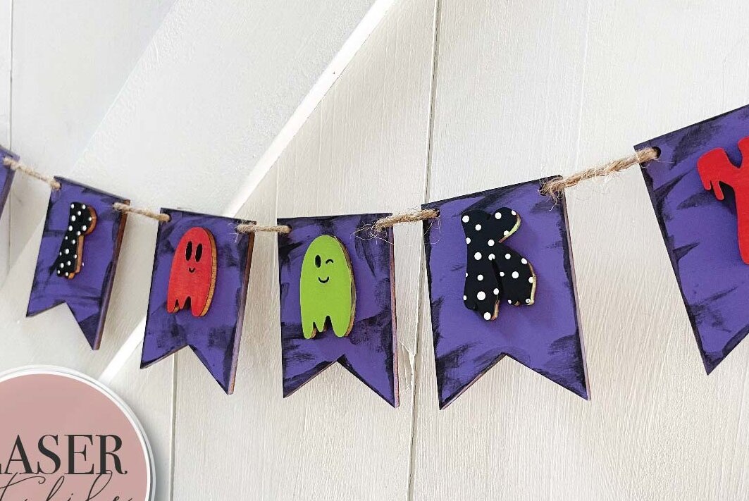 Intra απο ξύλο plywood  Χρώμα wenge 3mm-4mm πάχος - Halloween Garland Δίασταση 15x15 cm INTRAFABR-117535339