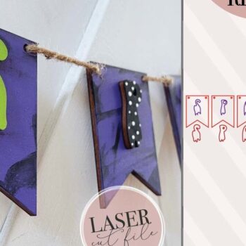 Intra απο ξύλο plywood  Χρώμα wenge 3mm-4mm πάχος - Halloween Garland Δίασταση 15x15 cm INTRAFABR-117535339 - Image 2