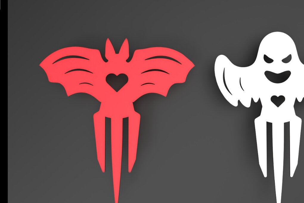 Intra απο ξύλο plywood  Χρώμα wenge 3mm-4mm πάχος - Σελιδοδείκτης αποκριών φάντασμα και νυχτερίδα Δίασταση 15x15 cm INTRAFABR-106470521