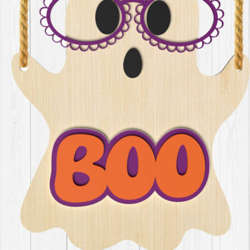 Intra απο ξύλο plywood  Χρώμα wenge 3mm-4mm πάχος - Halloween Ghost BOO Sign 3D Δίασταση 15x15 cm INTRAFABR-106470614 - Image 1
