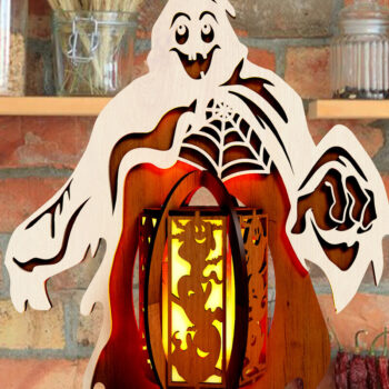 Intra απο ξύλο plywood  Χρώμα wenge 3mm-4mm πάχος - Πρότυπο κηροπήγιο φάντασμα αποκριών Δίασταση 13x9 cm INTRAFABR-106470923 - Image 3