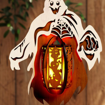 Intra απο ξύλο plywood  Χρώμα wenge 3mm-4mm πάχος - Πρότυπο κηροπήγιο φάντασμα αποκριών Δίασταση 13x9 cm INTRAFABR-106470923 - Image 4