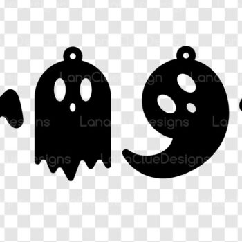 Intra απο ξύλο plywood  Χρώμα wenge 3mm-4mm πάχος - Αποκριάτικα σκουλαρίκια Ghost Cut Files Δίασταση 3x3 cm INTRAFABR-98156901 - Image 2