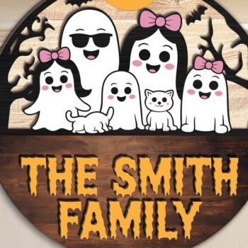 Intra απο ξύλο plywood Χρώμα wenge 3mm-4mm πάχος - Πινακίδα οικογενειακής πόρτας Halloween Ghost Δίασταση 15x15 cm INTRAFABR-98225750 - Image 1